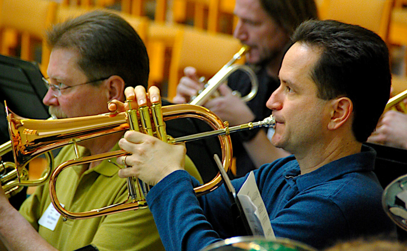 man playing flugelhorn