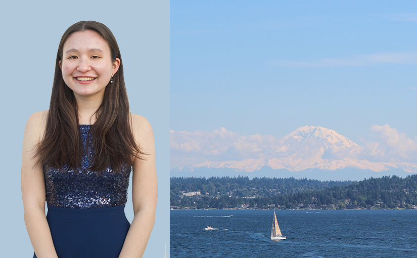 Picture of Eleanor, set against a scene from Lake Washington